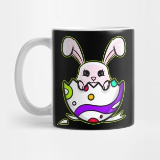 Kawaii Easter Bunny inside a cracked painted Easter Egg Mug